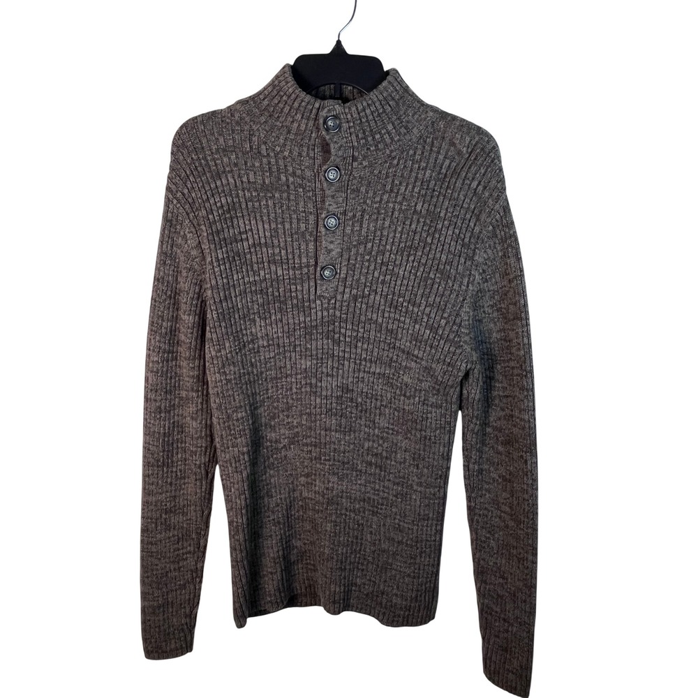 Paraphrase Henley Sweater Men M Gray Ribbed Knit Casual Gorpcore Fall Outdoor